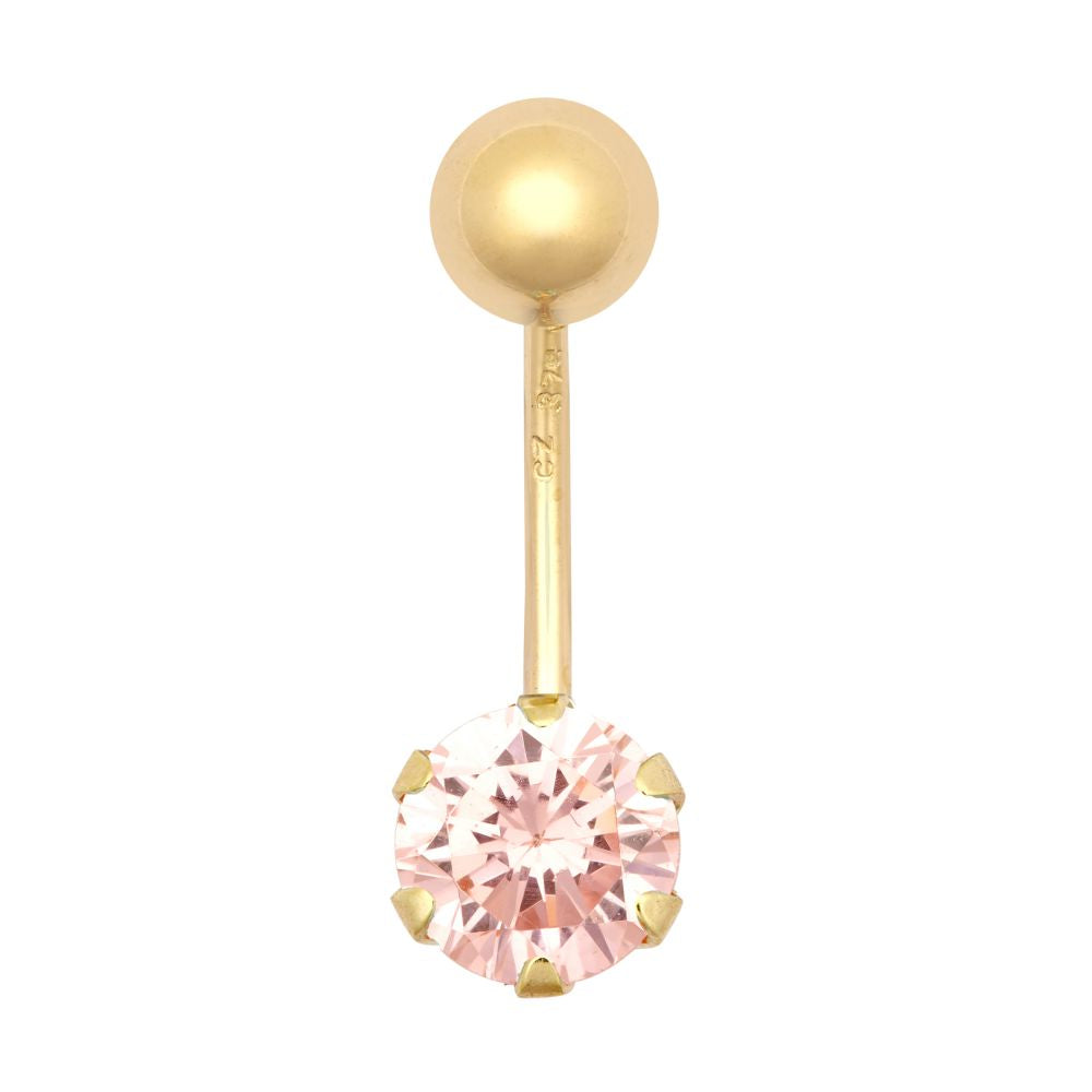 9ct Yellow Gold Cubic Zirconia Belly Bar – product view