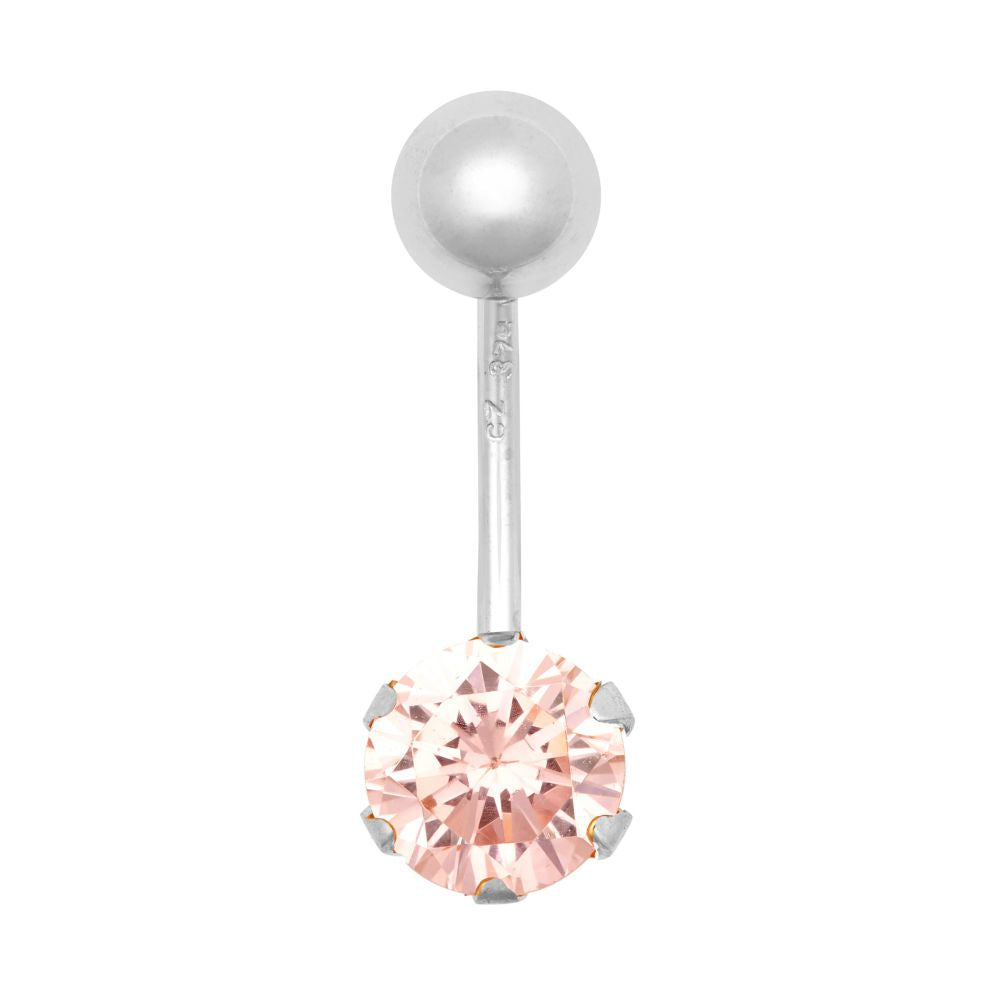 9ct White Gold Cubic Zirconia Belly Bar – Imperial Time