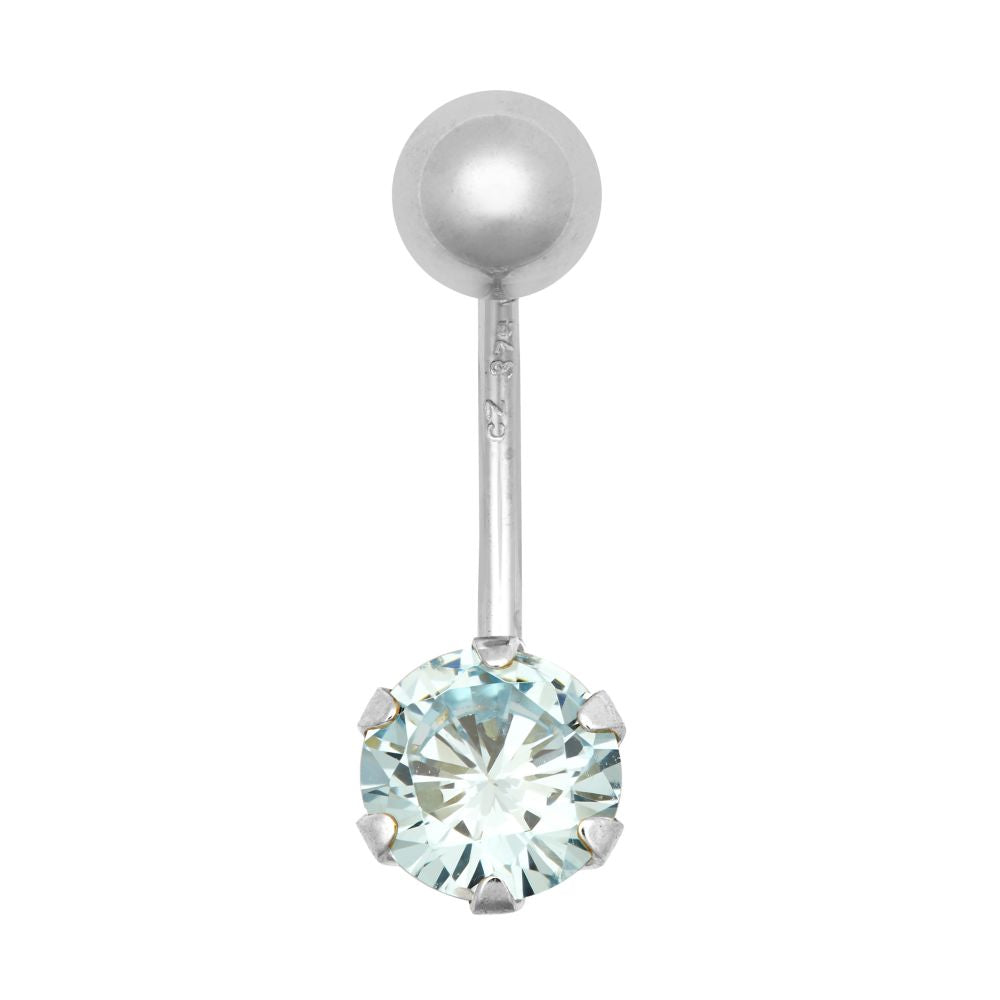 9ct White Gold Cubic Zirconia Belly Bar – Imperial Time