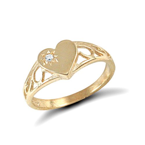 9ct Yellow Gold Cubic Zirconia Children's Heart Ring – Imperial Time