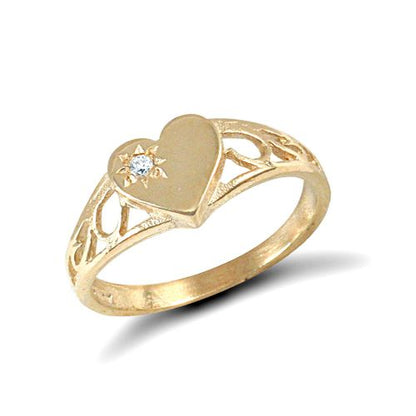9ct Yellow Gold Cubic Zirconia Children's Heart Ring – Imperial Time