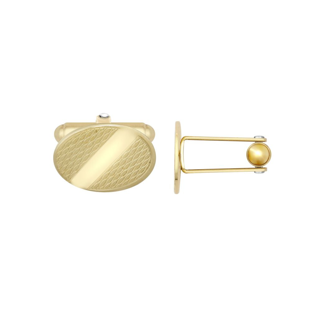 9ct Yellow Gold Oval Engine Turned Cufflinks| Swivel Backs – Imperial Time