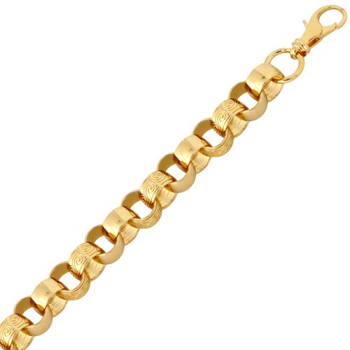 9ct Yellow Gold Plain & Patterned Cast Belcher Chain – product view