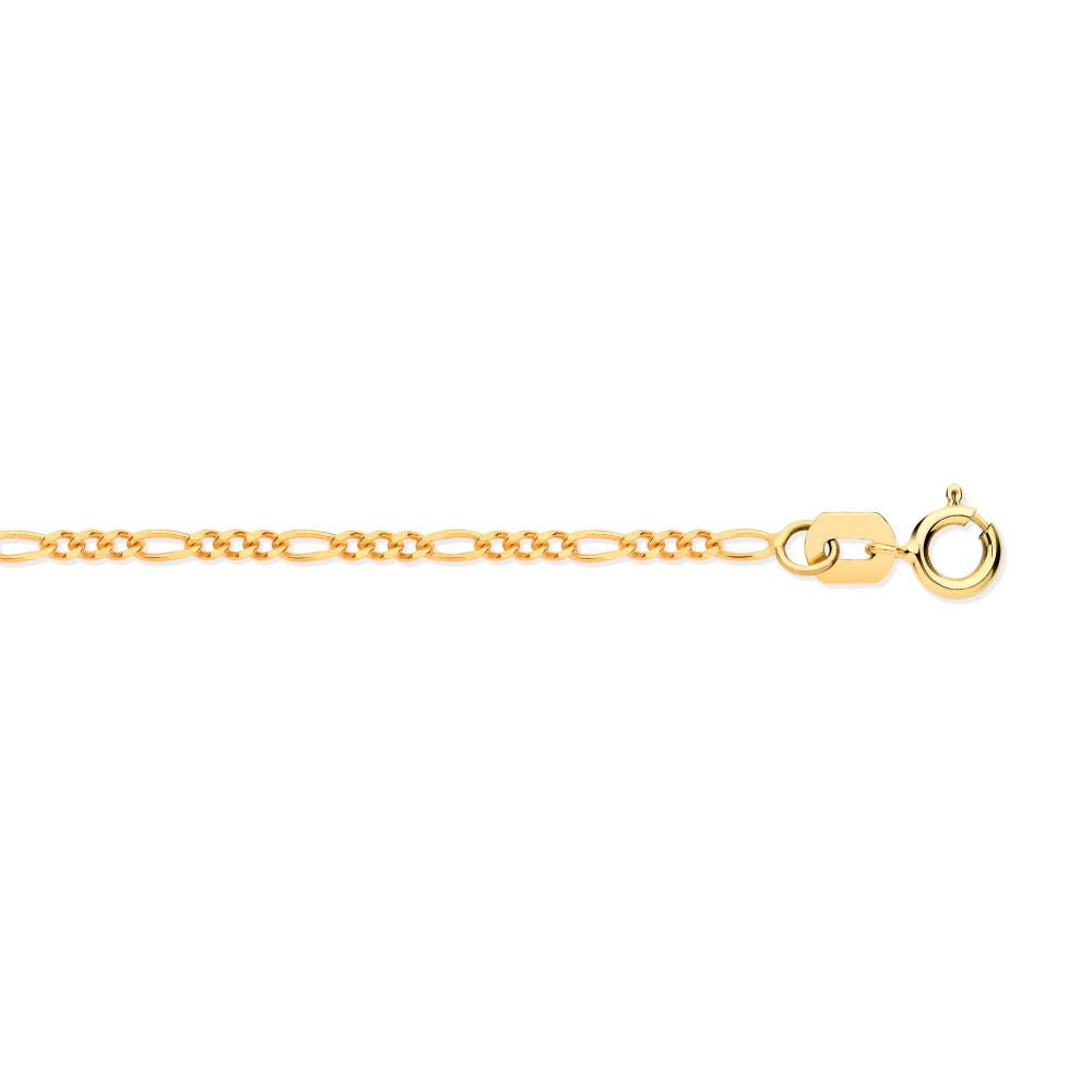9ct Yellow Gold Diamond Cut Figaro 2.3mm Chain – Imperial Time