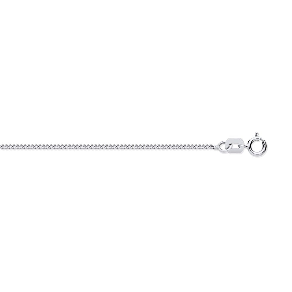 9ct White Gold Diamond Cut Curb 1.15mm Chain 16-18 Inch Extender – Imperial Time