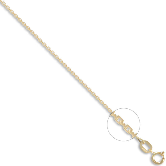 9 Karat Weißgold Diamantgeschliffene Konzertina-Gliederkette 1,2 mm Stärke Anhängerkette