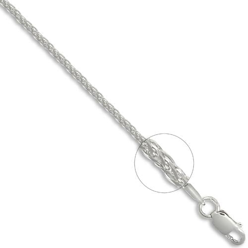 9ct White Gold Diamond Cut Spiga 1.2mm Gauge Pendant Chain – Imperial Time
