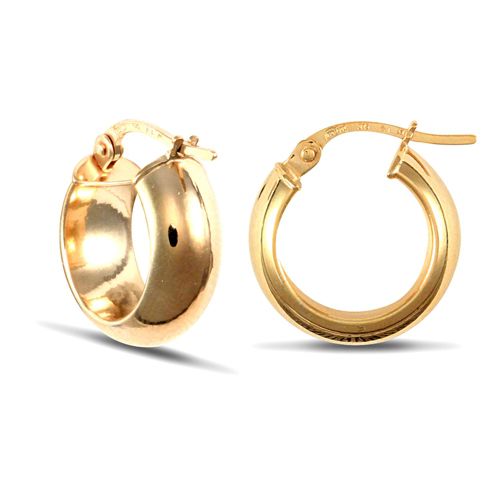 9ct yellow gold D-shaped wedding band design creole Hoop Earrings – Imperial Time
