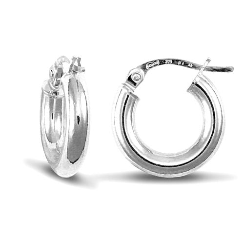 9ct white gold elegant 3mm creole Hoop Earrings – Imperial Time