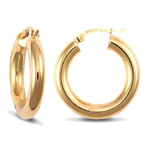 9ct yellow gold 4mm polished round-tube creole Hoop Earrings – Imperial Time