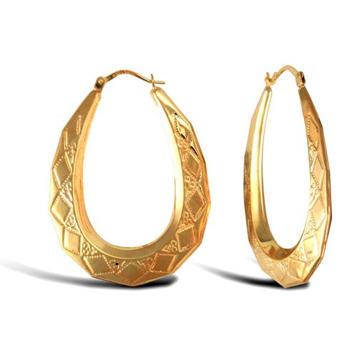 9ct yellow gold pear-shaped Diamond Cut creole earrings. – Imperial Time