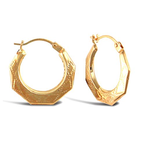 9ct yellow gold Natural Diamond pattern creole earrings. – Imperial Time