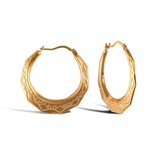 9ct yellow gold Natural Diamond pattern creole earrings. – Imperial Time
