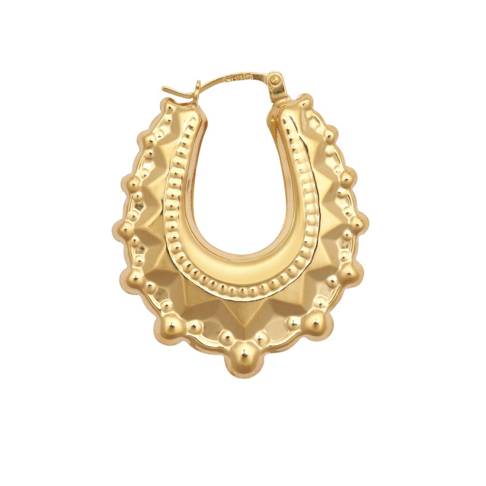 9ct Yellow Oval Spiked Creole Earrings – Imperial Time