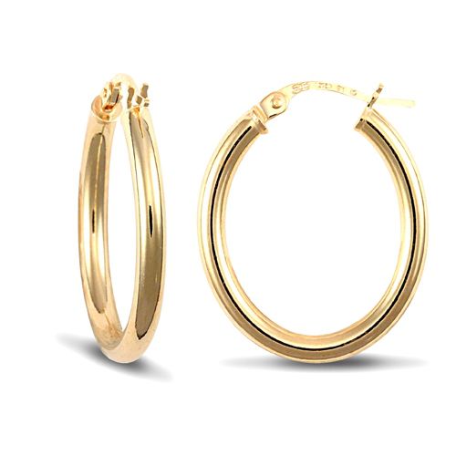 9ct yellow gold polished oval shaped creole Hoop Earrings – Imperial Time
