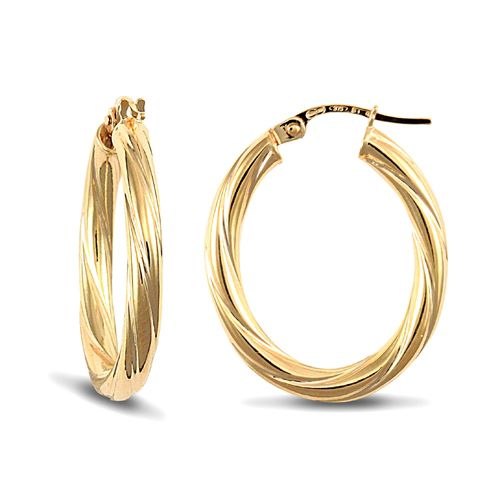 9ct yellow gold oval shaped twisted creole Hoop Earrings – Imperial Time