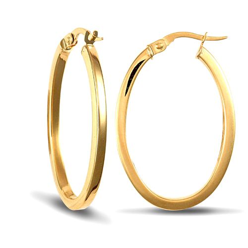 9ct Yellow Square Tube Oval Shape Hoop Earrings – Imperial Time