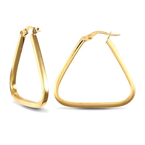 9ct yellow gold square tube triangle shape hoop creole earrings. – Imperial Time