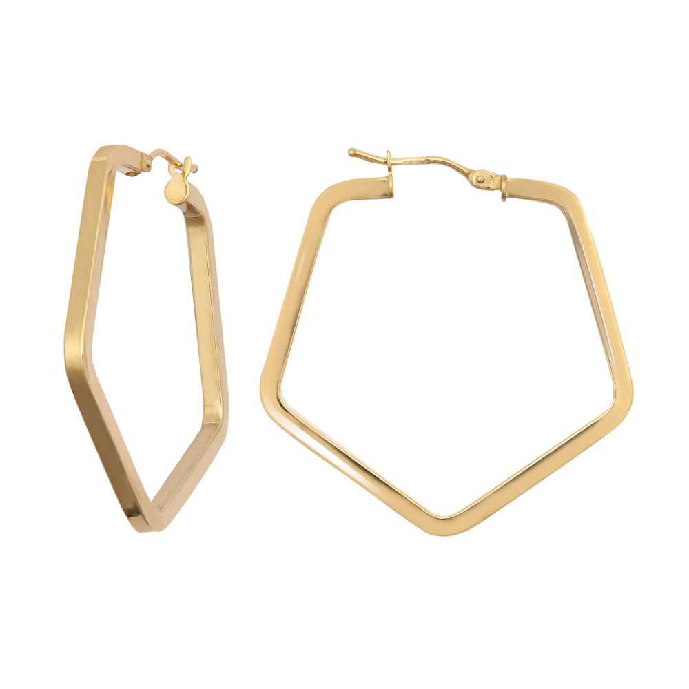 9ct yellow gold square tube hexagon shape hoop creole earrings. – Imperial Time