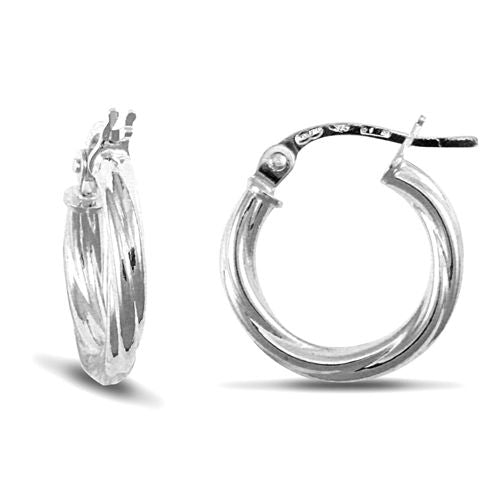 9ct white gold 2.5mm round-tube twisted creole Hoop Earrings – Imperial Time