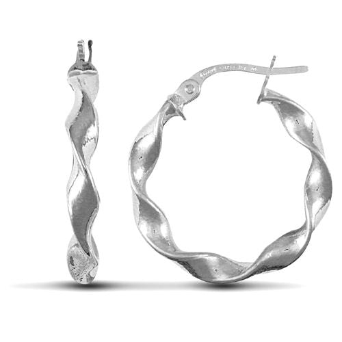 9ct white gold polished c candy twist creole Hoop Earrings – Imperial Time
