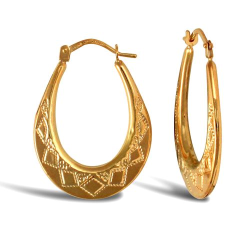9ct yellow gold pear-shaped Diamond Cut creole earrings. – Imperial Time
