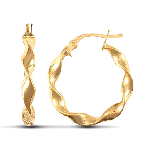 9ct yellow gold super light polished c candy twist creole Hoop Earrings – Imperial Time