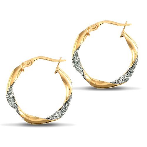 9ct yellow and white gold plain / frost creole Hoop Earrings – Imperial Time