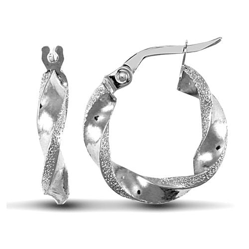 9ct white gold polished / frost creole Hoop Earrings – Imperial Time