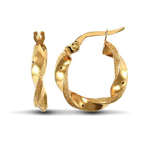 9ct yellow gold polished / frost creole Hoop Earrings – Imperial Time
