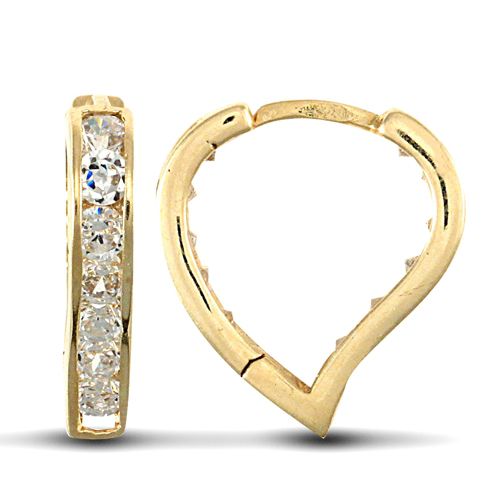 9ct yellow gold cubic zirconia set heart huggie earrings. – Imperial Time