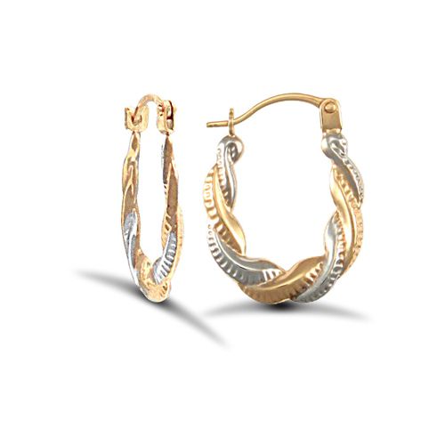 9ct yellow and white gold plaited creole earrings. – Imperial Time