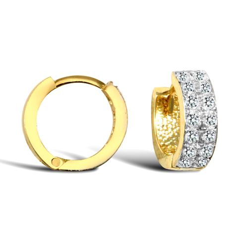 9ct yellow gold baby/Children's cubic zirconia pave set hinged hoop earrings. – Imperial Time