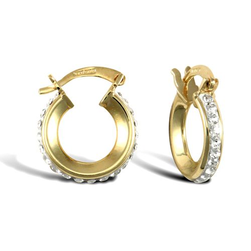 9ct yellow gold pave set cubic zirconia creole hoop earrings – Imperial Time