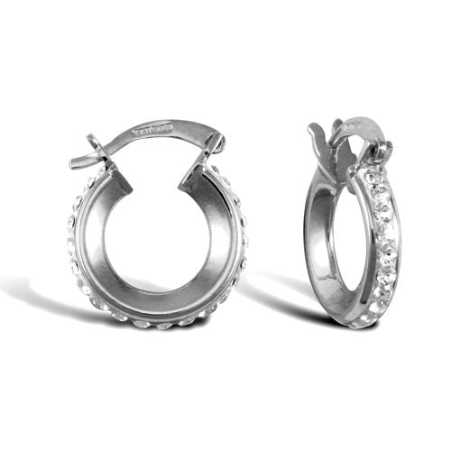 9ct white gold pave set cubic zirconia creole hoop earrings – Imperial Time