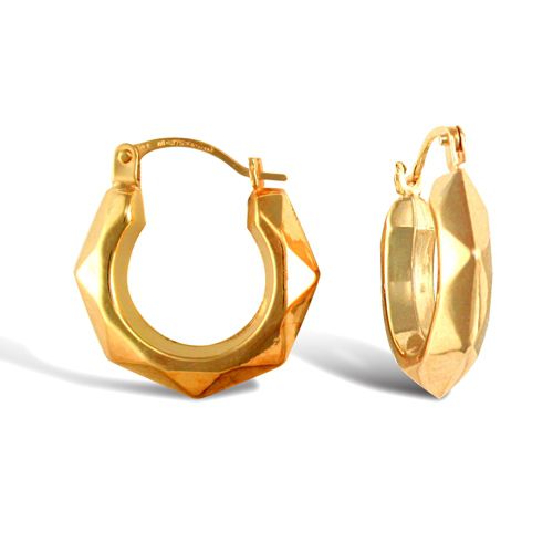 9ct yellow gold polished faceted creole earrings – Imperial Time