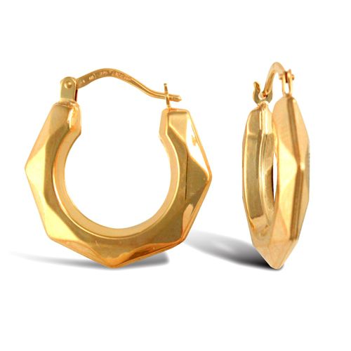 9ct yellow gold polished faceted creole earrings – Imperial Time