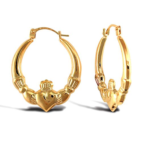 9ct yellow gold polished Claddagh creole earrings – Imperial Time