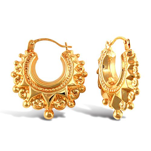 9ct yellow gold star patterned creole earrings – Imperial Time