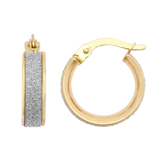 9ct Yellow Gold 10mm Moon Dust hoop Earrings – Imperial Time