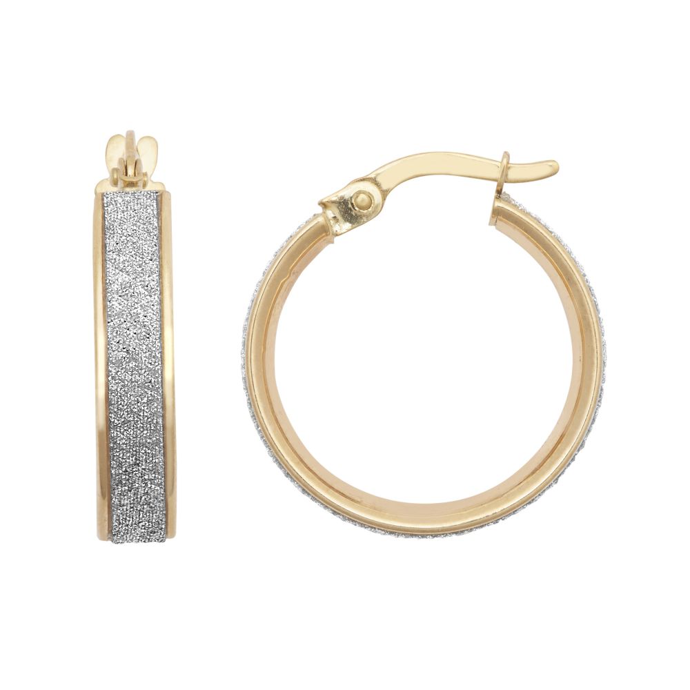 9ct Yellow Gold 15mm Moon Dust hoop Earrings – Imperial Time