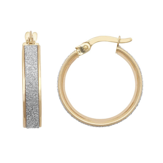 9ct Yellow Gold 15mm Moon Dust hoop Earrings – Imperial Time