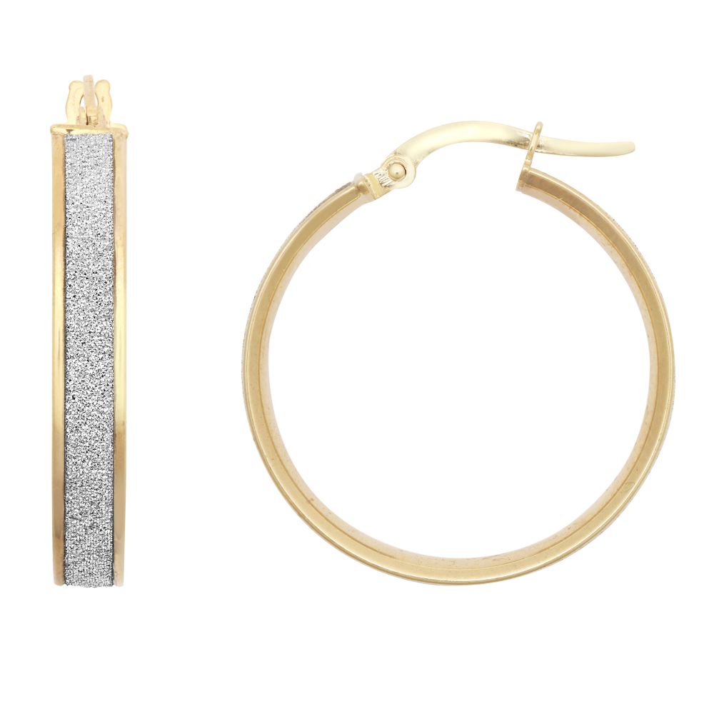 9ct Yellow Gold 20mm Moon Dust hoop Earrings – Imperial Time
