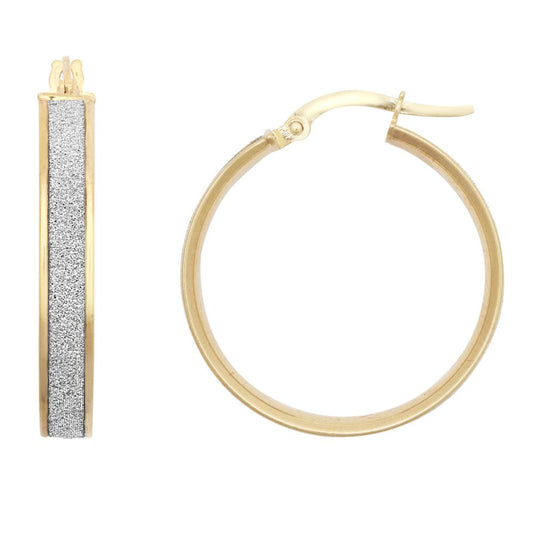 9ct Yellow Gold 20mm Moon Dust hoop Earrings – Imperial Time