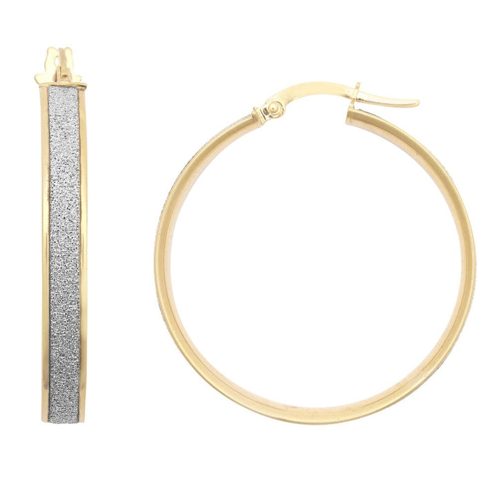 9ct Yellow Gold 25mm Moon Dust hoop Earrings – Imperial Time