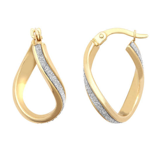 9ct Yellow Gold Wavy Twist Moondust Drop Earrings. Fitted with classic snap down post for easy click-on. – Imperial Time