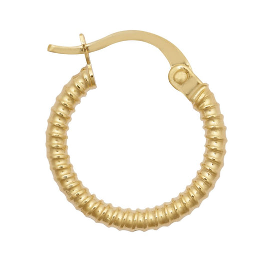 9ct Yellow Ribbed Polished hoop Earrings – Imperial Time