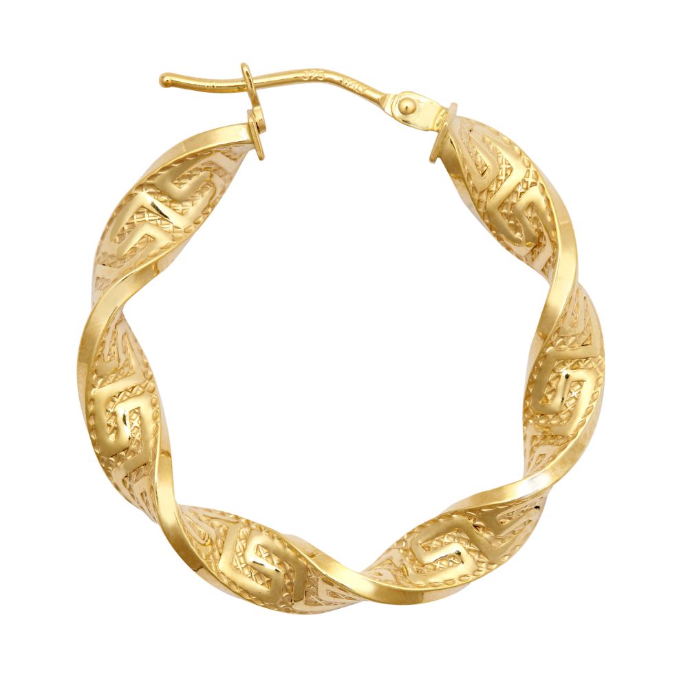 9ct Yellow Greek Key hoop Earrings – Imperial Time