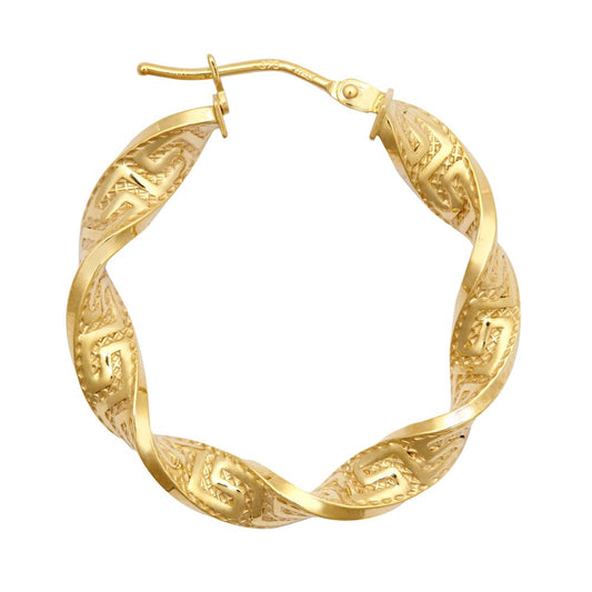 9ct Yellow Greek Key hoop Earrings – Imperial Time