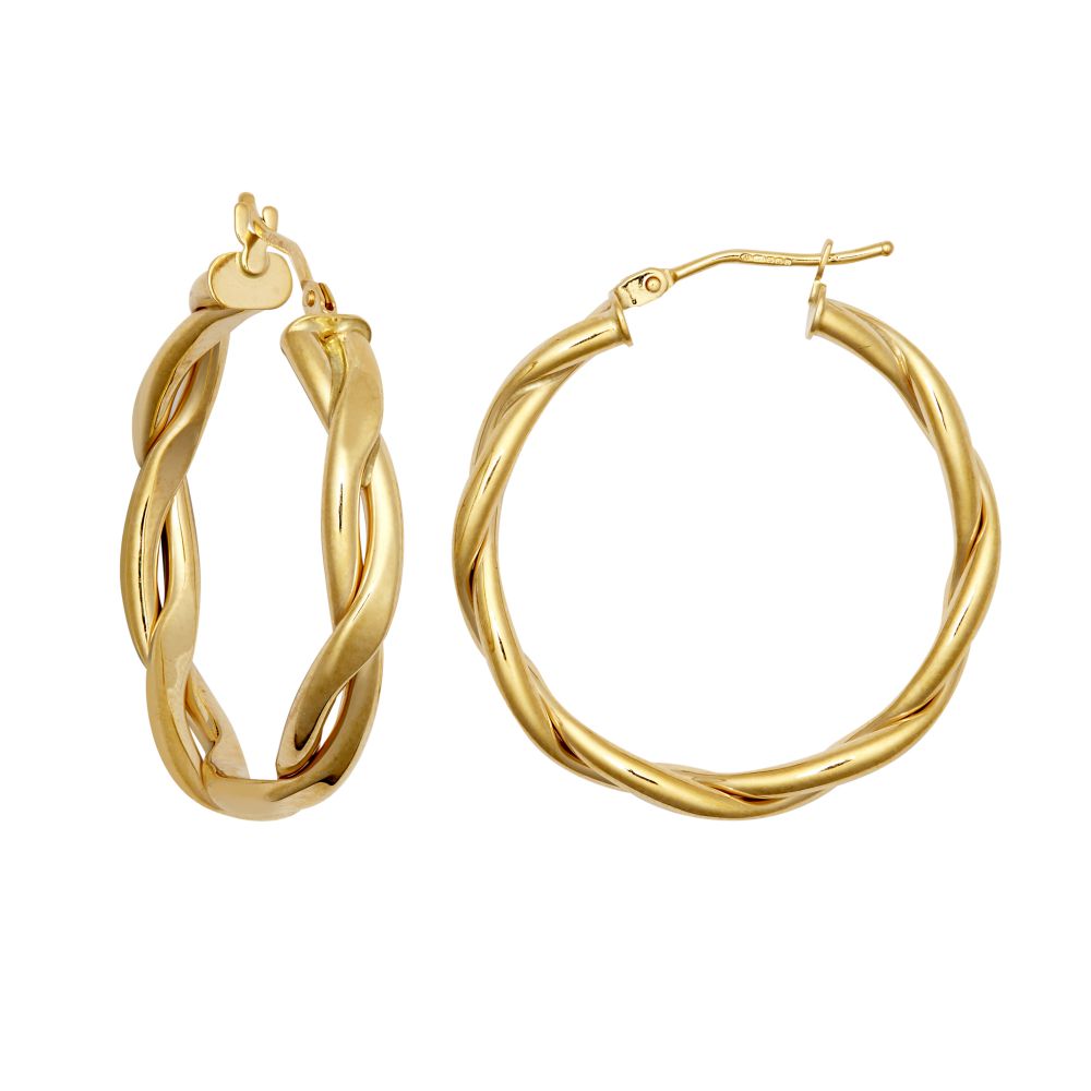 9ct Yellow Double Tubed Plaited Polished hoop Earrings – Imperial Time